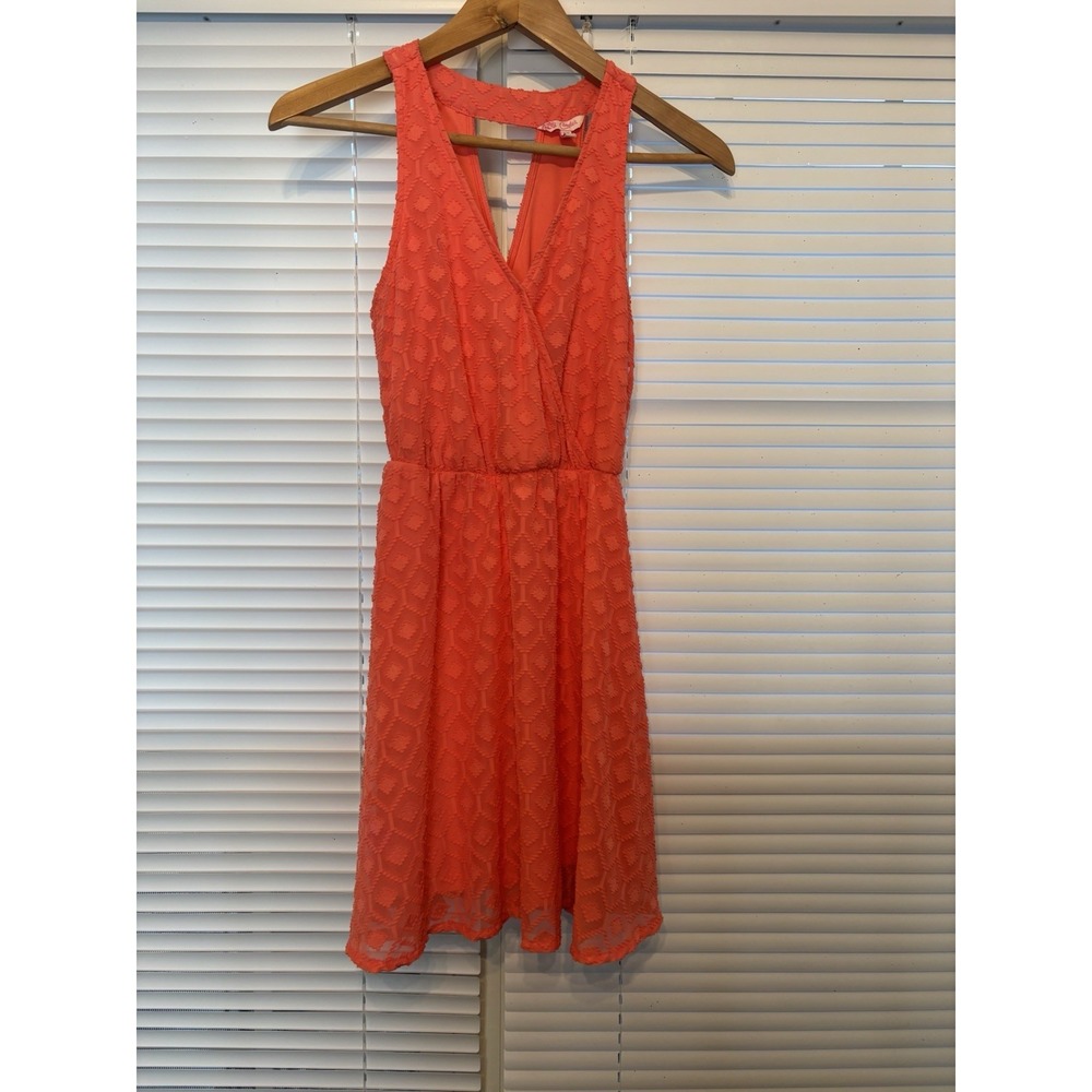 Candies Juniors XS Skater Dress Sleeveless V-Neck Coral Fit & Flair